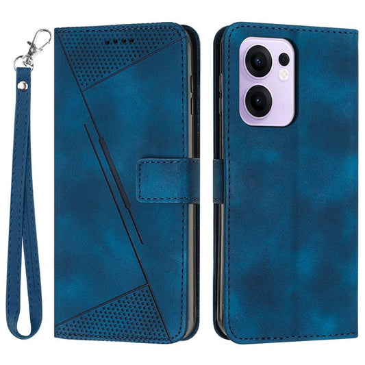 For Oppo Reno13 F 5G Case Handbag Imprinted Triangle Leather Phone Cover - Sapphire