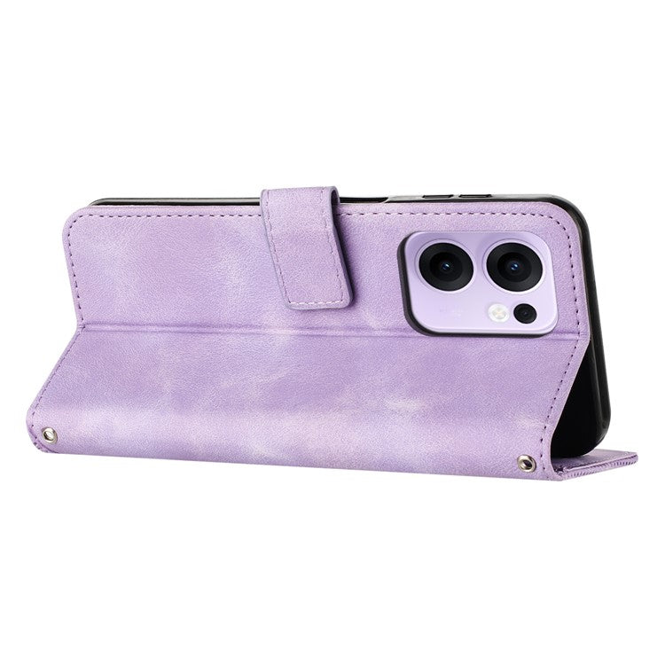 For Oppo Reno13 F 5G Case Handbag Imprinted Triangle Leather Phone Cover - Purple