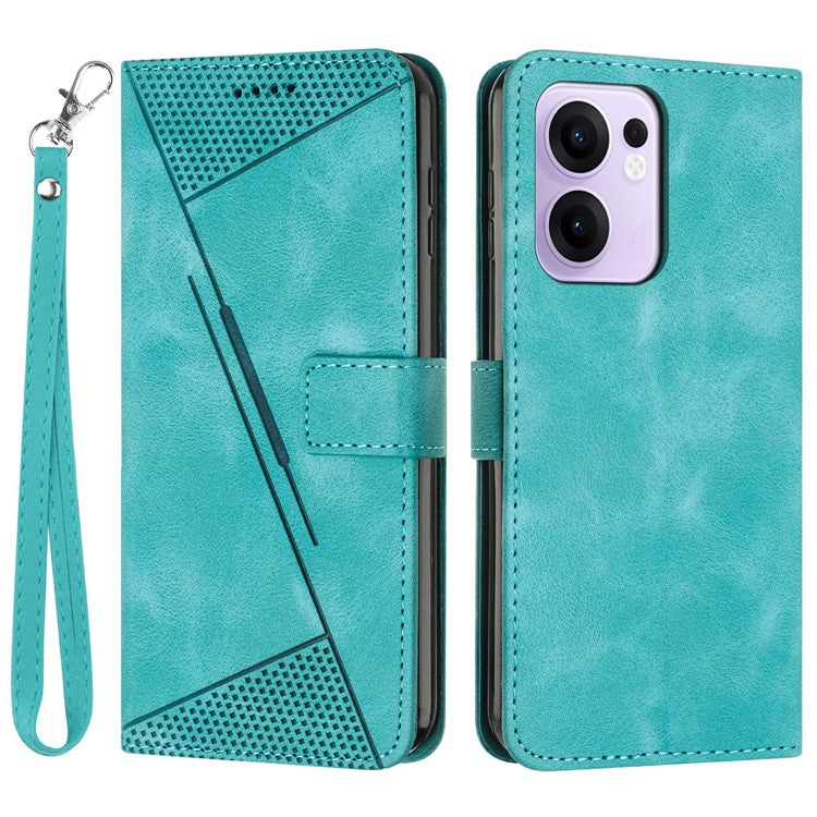 For Oppo Reno13 F 5G Case Handbag Imprinted Triangle Leather Phone Cover - Green