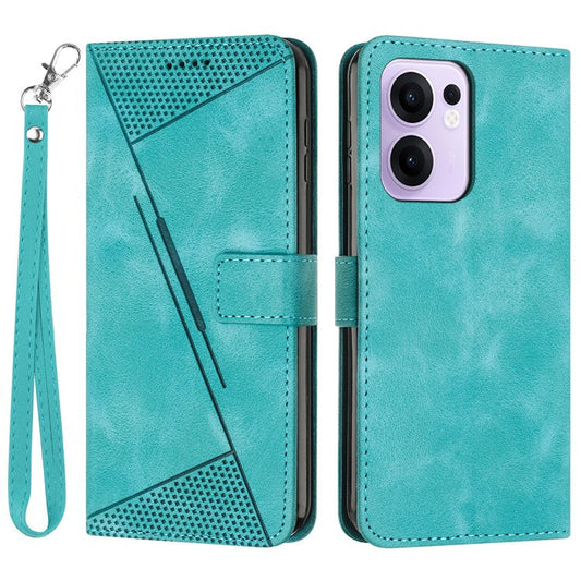 For Oppo Reno13 F 5G Case Handbag Imprinted Triangle Leather Phone Cover - Green