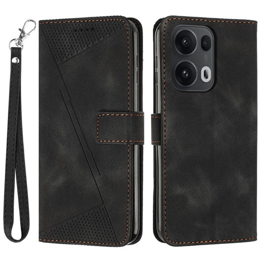 For Oppo Reno13 Pro 5G Case Handbag Imprinted Triangle Leather Phone Cover - Black
