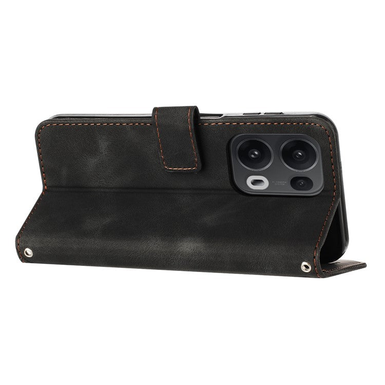 For Oppo Reno13 Pro 5G Case Handbag Imprinted Triangle Leather Phone Cover - Black