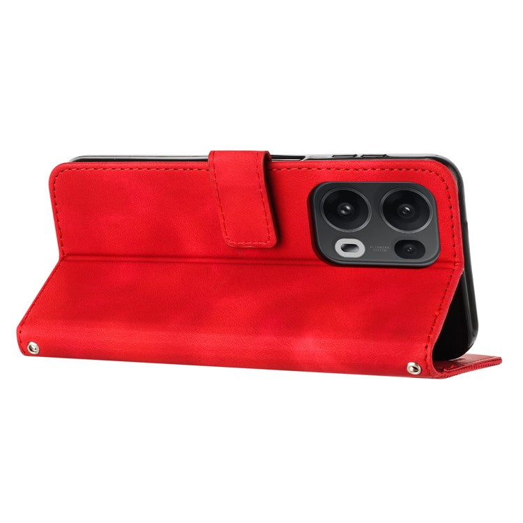 For Oppo Reno13 Pro 5G Case Handbag Imprinted Triangle Leather Phone Cover - Red