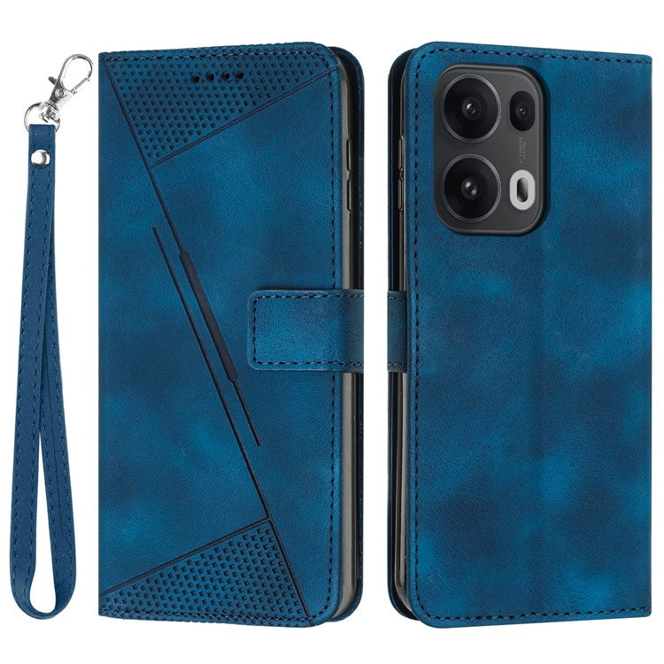 For Oppo Reno13 Pro 5G Case Handbag Imprinted Triangle Leather Phone Cover - Sapphire