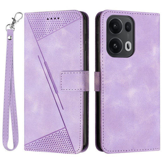 For Oppo Reno13 Pro 5G Case Handbag Imprinted Triangle Leather Phone Cover - Purple