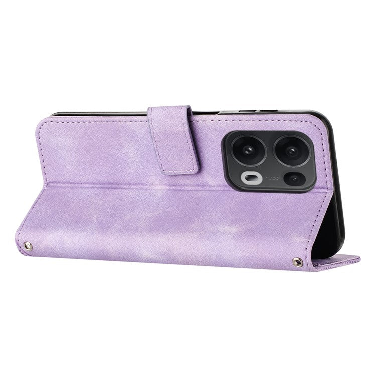 For Oppo Reno13 Pro 5G Case Handbag Imprinted Triangle Leather Phone Cover - Purple