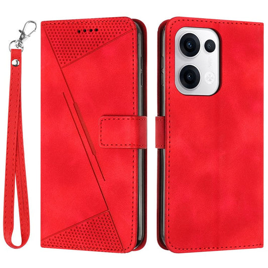 For Oppo Reno13 5G (Global) Case Handbag Imprinted Triangle Leather Phone Cover - Red
