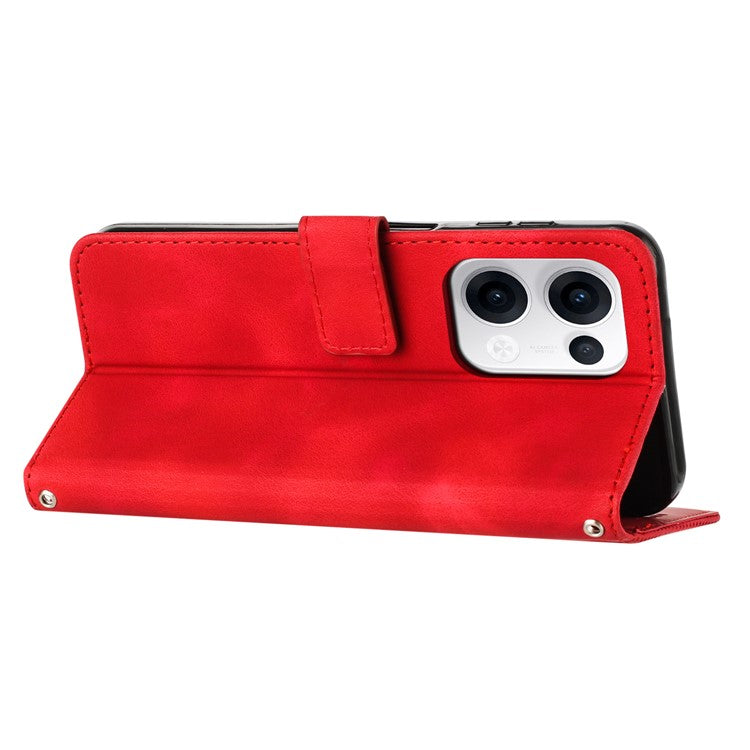 For Oppo Reno13 5G (Global) Case Handbag Imprinted Triangle Leather Phone Cover - Red