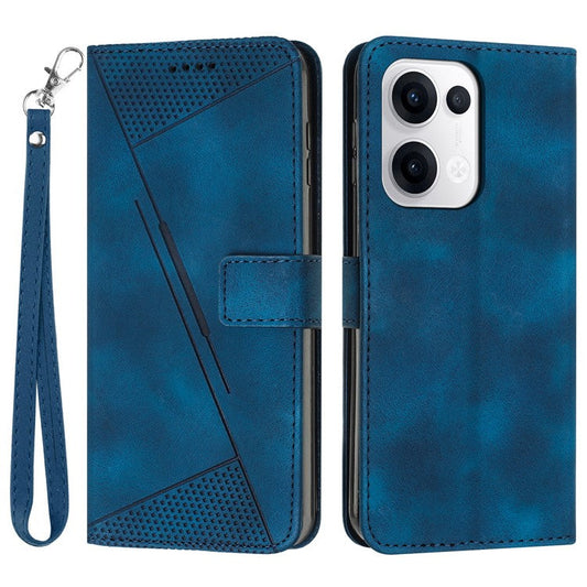 For Oppo Reno13 5G (Global) Case Handbag Imprinted Triangle Leather Phone Cover - Sapphire