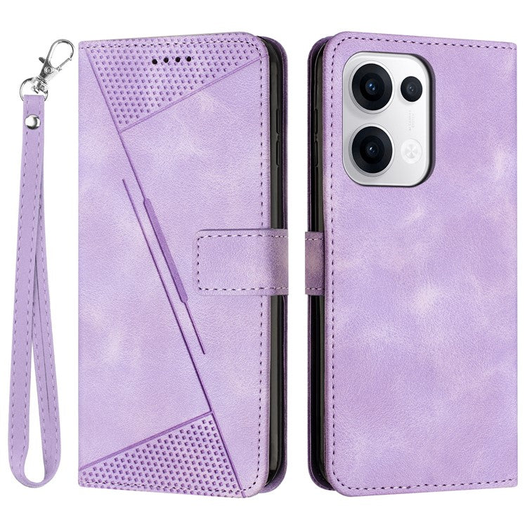 For Oppo Reno13 5G (Global) Case Handbag Imprinted Triangle Leather Phone Cover - Purple