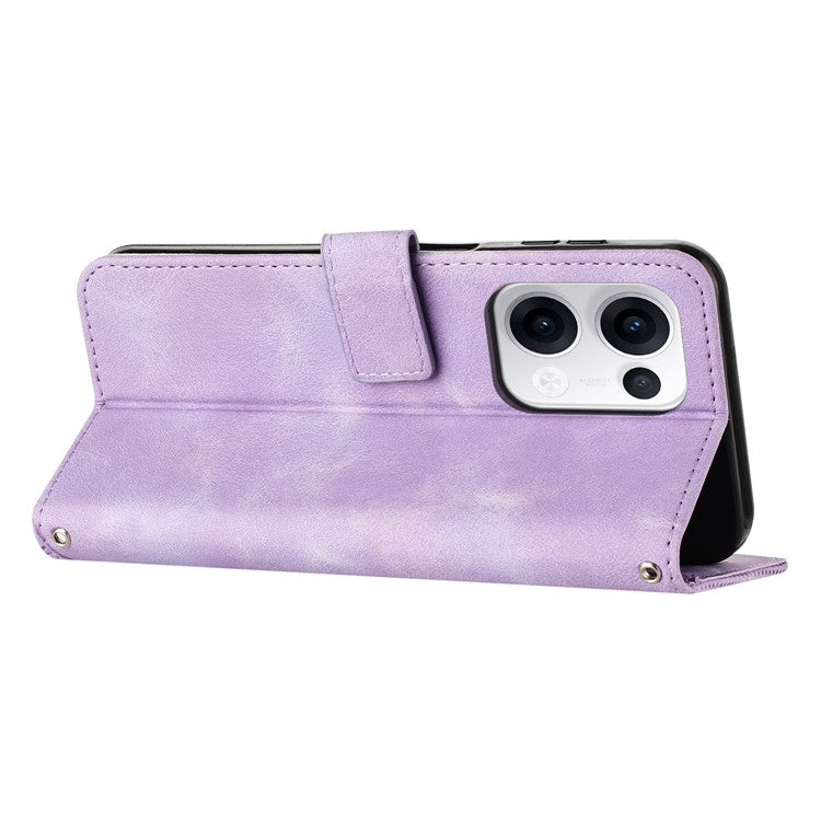 For Oppo Reno13 5G (Global) Case Handbag Imprinted Triangle Leather Phone Cover - Purple