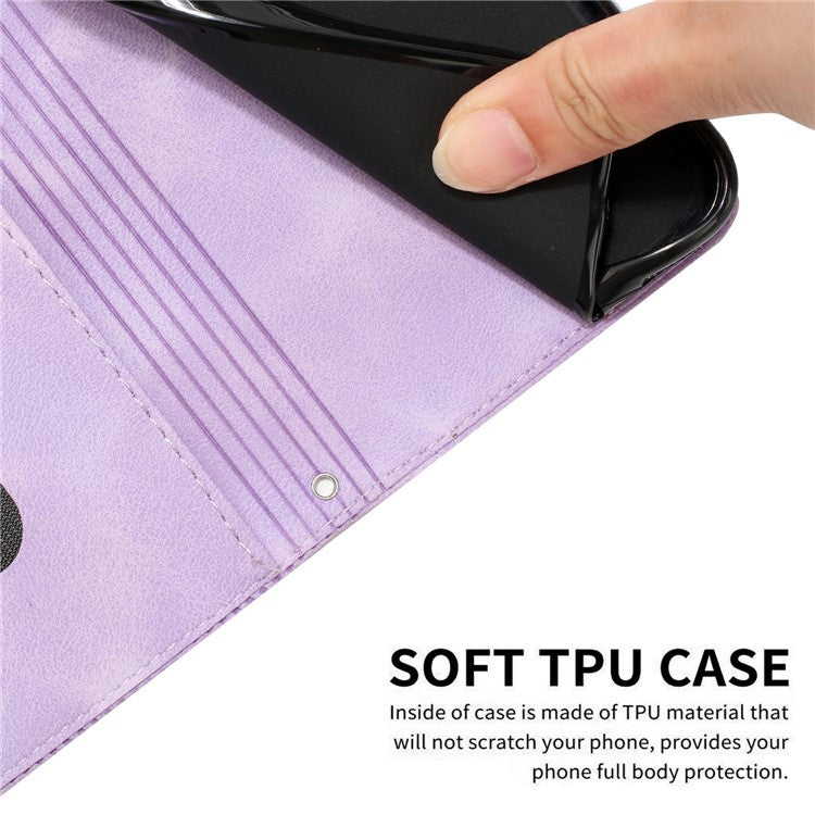 For Oppo Reno13 5G (Global) Case Handbag Imprinted Triangle Leather Phone Cover - Purple