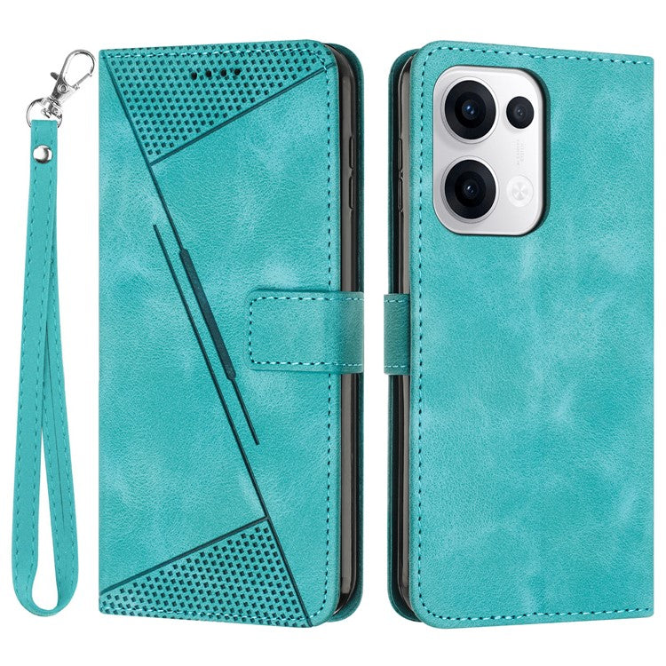 For Oppo Reno13 5G (Global) Case Handbag Imprinted Triangle Leather Phone Cover - Green