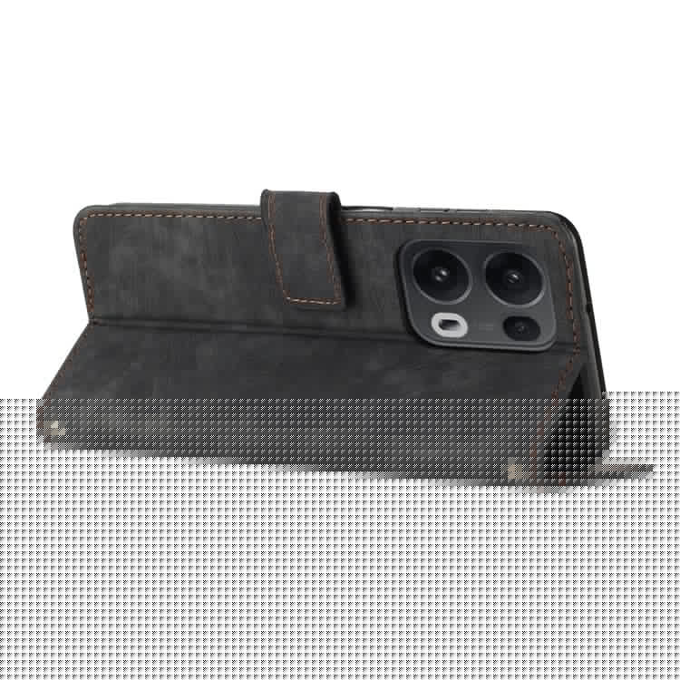 For Oppo Reno13 Pro 5G Case Imprinted Lines Leather Phone Cover with Stand - Black