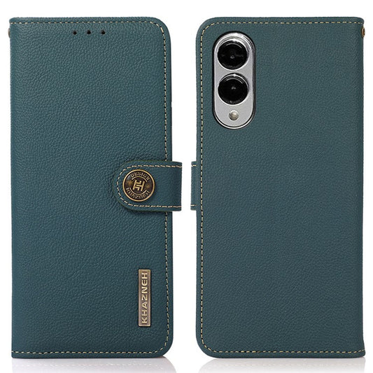 KHAZNEH for Samsung Galaxy S25 Edge Case Genuine Cow Leather Wallet Phone Cover - Green