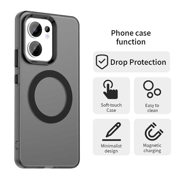 For Oppo Reno13 F 5G Case Compatible with MagSafe Anti Drop Hybrid Phone Back Cover - Black
