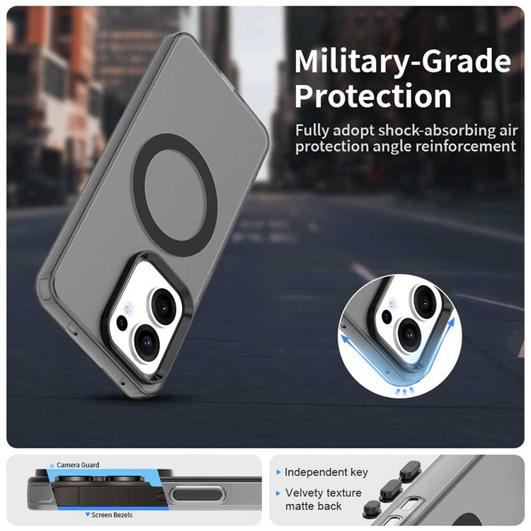 For Oppo Reno13 F 5G Case Compatible with MagSafe Anti Drop Hybrid Phone Back Cover - Black