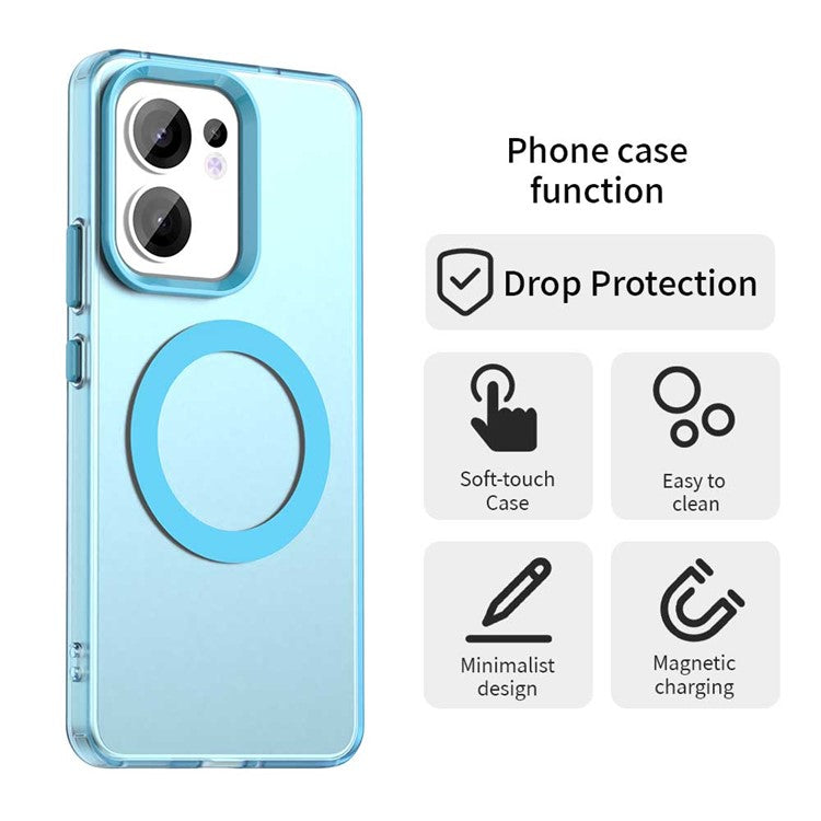 For Oppo Reno13 F 5G Case Compatible with MagSafe Anti Drop Hybrid Phone Back Cover - Blue