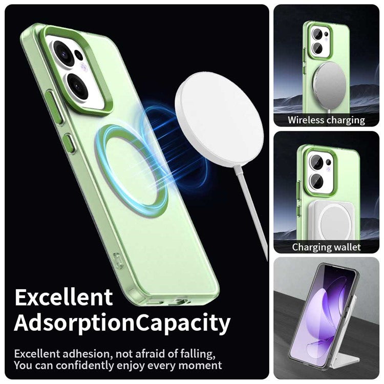 For Oppo Reno13 F 5G Case Compatible with MagSafe Anti Drop Hybrid Phone Back Cover - Green