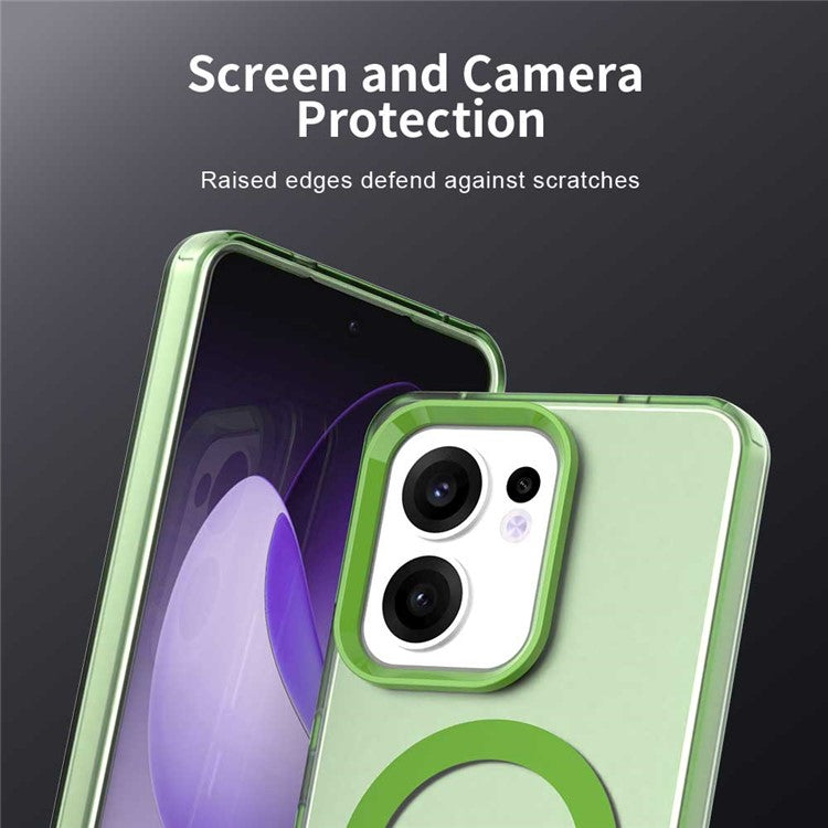 For Oppo Reno13 F 5G Case Compatible with MagSafe Anti Drop Hybrid Phone Back Cover - Green