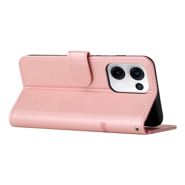 For Oppo Reno13 5G (Global) Case Wallet Leather Stand Protective Phone Cover - Rose Gold