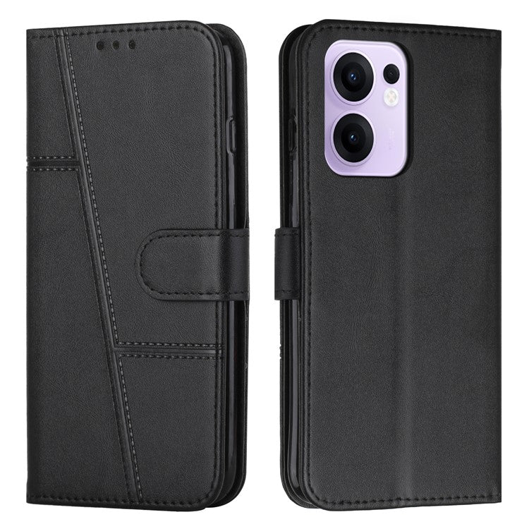 For Oppo Reno13 F 5G / Reno13 F 4G Wallet Case Leather Stand Protective Phone Cover - Black