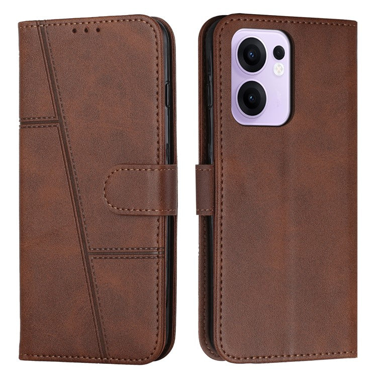 For Oppo Reno13 F 5G / Reno13 F 4G Wallet Case Leather Stand Protective Phone Cover - Brown