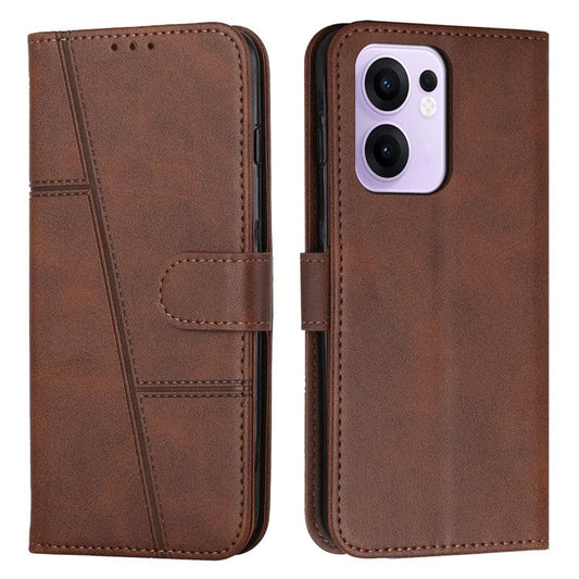For Oppo Reno13 F 5G / Reno13 F 4G Wallet Case Leather Stand Protective Phone Cover - Brown