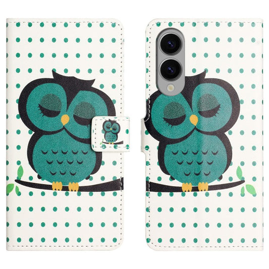 For Samsung Galaxy S25 Edge Case Pattern Print PU Leather Wallet Phone Cover - Dots Owl