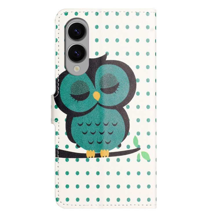 For Samsung Galaxy S25 Edge Case Pattern Print PU Leather Wallet Phone Cover - Dots Owl