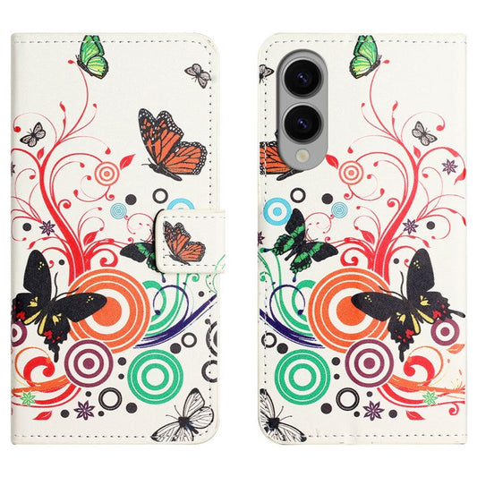 For Samsung Galaxy S25 Edge Case Pattern Print PU Leather Wallet Phone Cover - White Butterfly