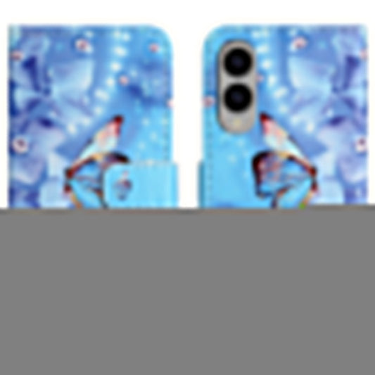 For Samsung Galaxy S25 Edge Case Pattern Print PU Leather Wallet Phone Cover Cross Texture - Flower and Butterfly