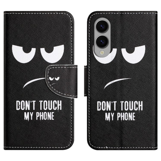 For Samsung Galaxy S25 Edge Case Pattern Printing Cross Texture Leather Phone Cover - Don't Touch My Phone