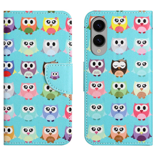 For Samsung Galaxy S25 Edge Case Pattern Printing Cross Texture Leather Phone Cover - Owls
