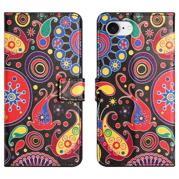 For iPhone 16e Case Pattern Print PU Leather Wallet Phone Cover - Jelly Fish