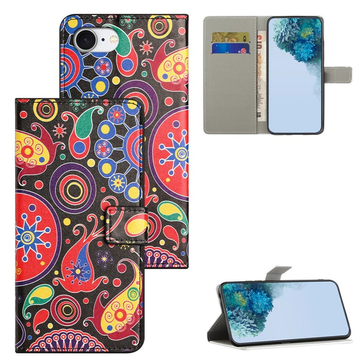 For iPhone 16e Case Pattern Print PU Leather Wallet Phone Cover - Jelly Fish