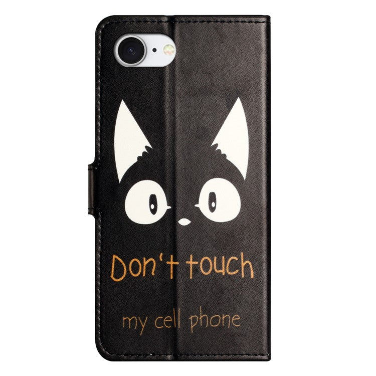 For iPhone 16e Case Pattern Print PU Leather Wallet Phone Cover - Cat Ears