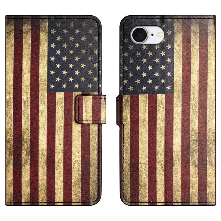 For iPhone 16e Case Pattern Print PU Leather Wallet Phone Cover - The American Flag