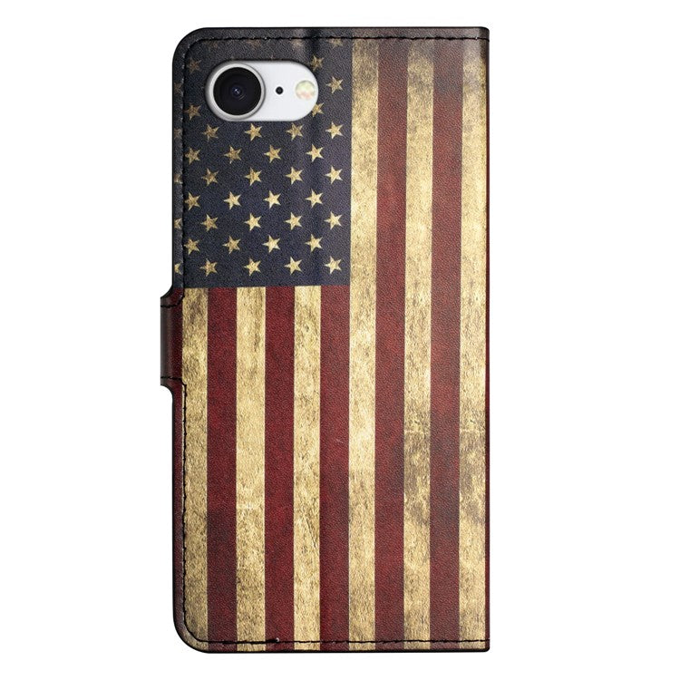 For iPhone 16e Case Pattern Print PU Leather Wallet Phone Cover - The American Flag