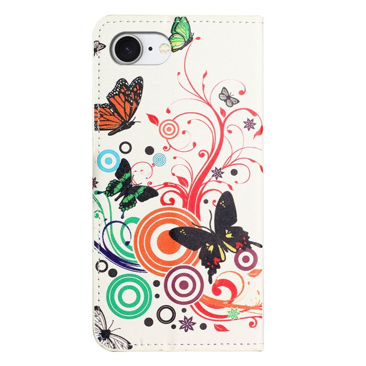 For iPhone 16e Case Pattern Print PU Leather Wallet Phone Cover - White Butterfly