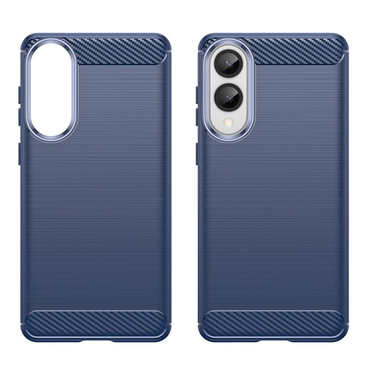 For Samsung Galaxy S25 Edge / S25 Slim Case Protective Phone Cover Carbon Fiber Texture Brushed - Blue