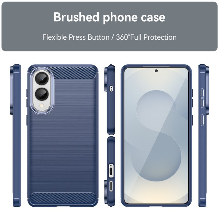 For Samsung Galaxy S25 Edge / S25 Slim Case Protective Phone Cover Carbon Fiber Texture Brushed - Blue