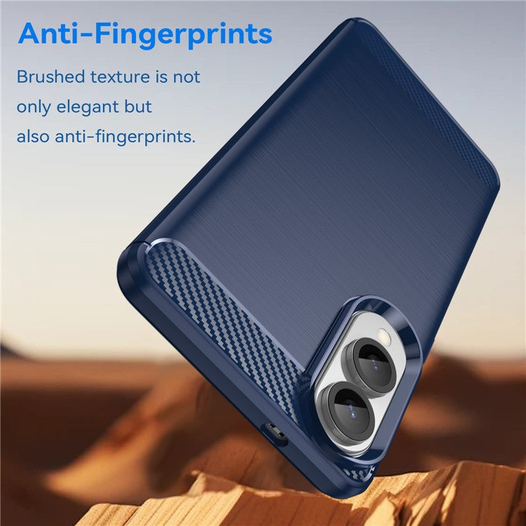 For Samsung Galaxy S25 Edge / S25 Slim Case Protective Phone Cover Carbon Fiber Texture Brushed - Blue
