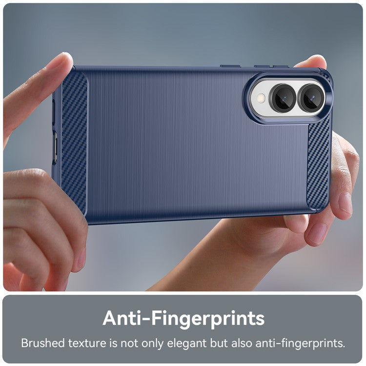 For Samsung Galaxy S25 Edge / S25 Slim Case Protective Phone Cover Carbon Fiber Texture Brushed - Blue