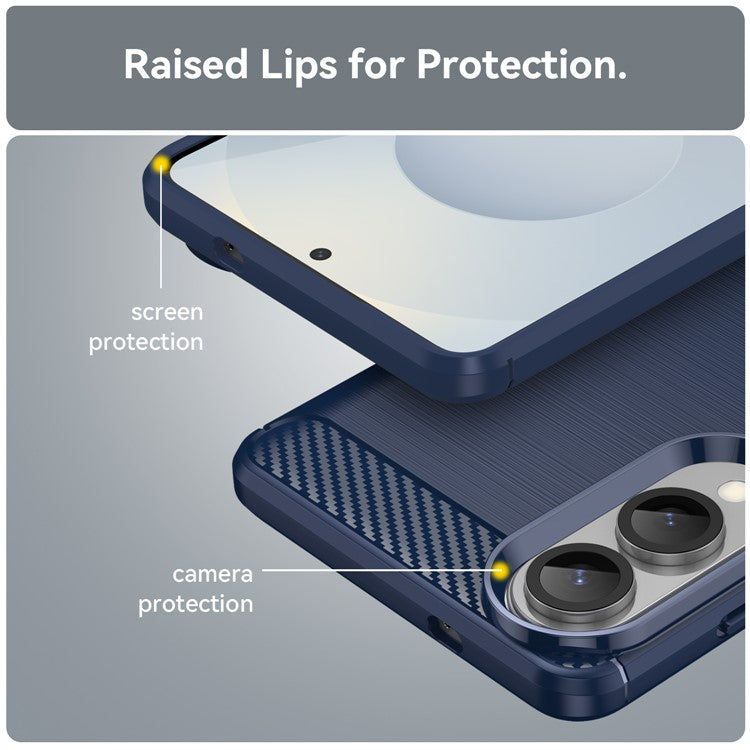 For Samsung Galaxy S25 Edge / S25 Slim Case Protective Phone Cover Carbon Fiber Texture Brushed - Blue