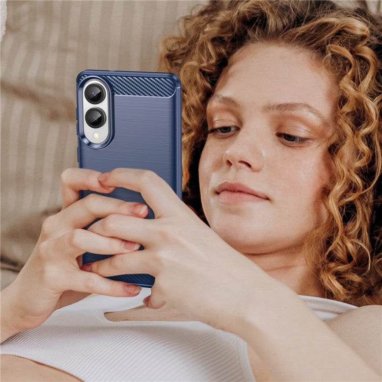 For Samsung Galaxy S25 Edge / S25 Slim Case Protective Phone Cover Carbon Fiber Texture Brushed - Blue