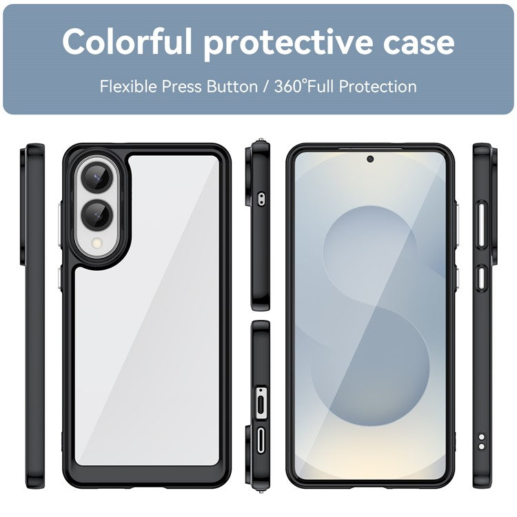 For Samsung Galaxy S25 Edge / S25 Slim Case TPU + Acrylic Protective Clear Phone Cover - Black
