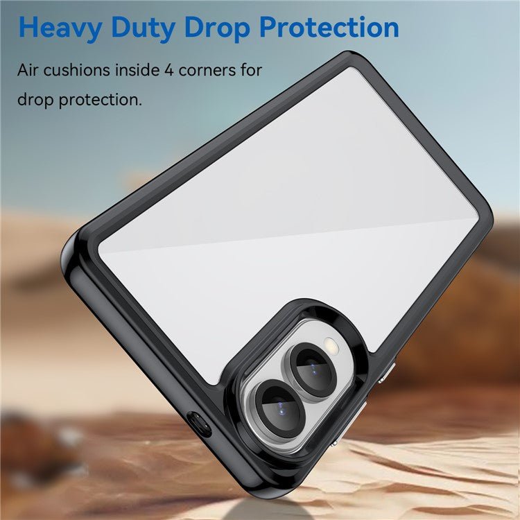 For Samsung Galaxy S25 Edge / S25 Slim Case TPU + Acrylic Protective Clear Phone Cover - Black