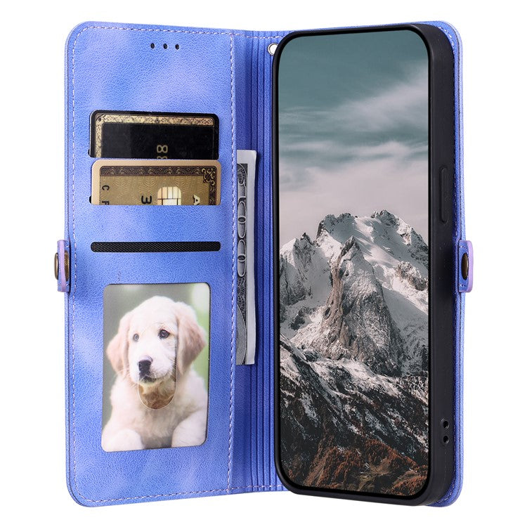 For Samsung Galaxy S25 Edge Wallet Case Leather Phone Cover Skin Feel Totem Imprinted - Purple