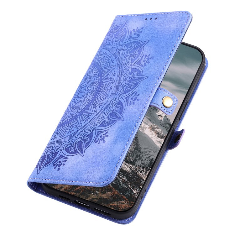 For Samsung Galaxy S25 Edge Wallet Case Leather Phone Cover Skin Feel Totem Imprinted - Purple